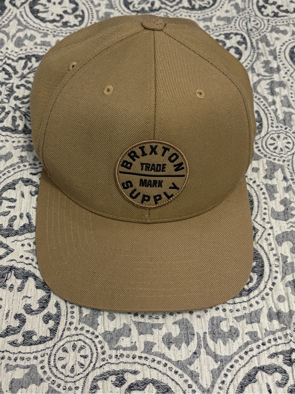 Brixton Tan Five-Panel Snapback Hat with Patch